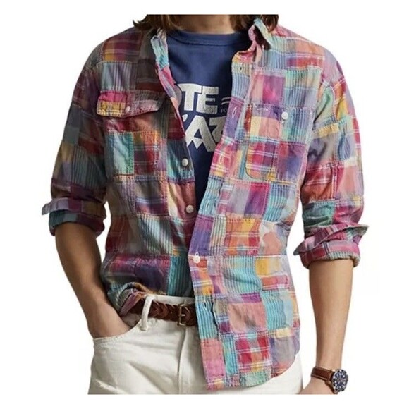 Polo by Ralph Lauren Other - Polo Ralph Lauren Men's Classic-Fit Patchwork Madras Workshirt Shirt Size: Large